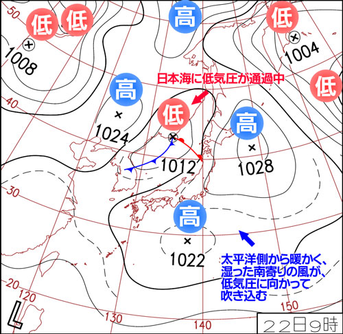 春一番の天気図