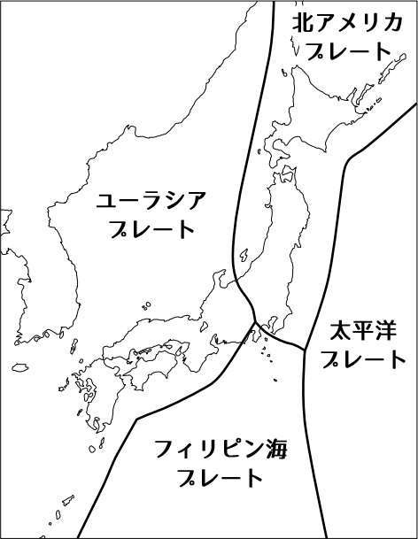 日本付近のプレートのようす